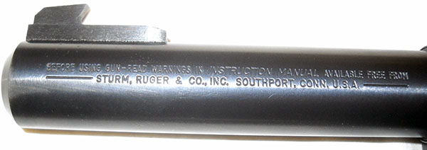 Ruger Mk II Target barrel markings